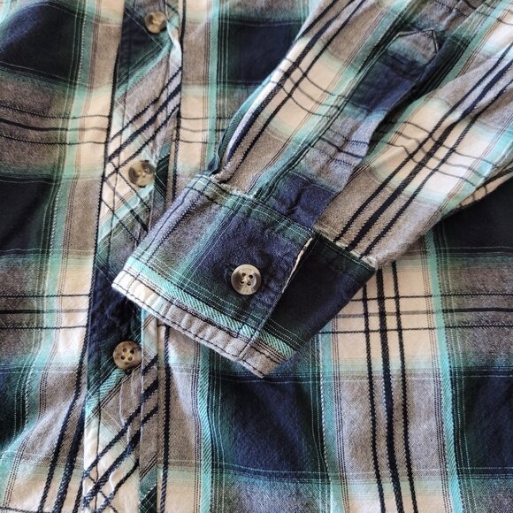 Canyon Guide Outfitter's Flannel Men's sz 2X Teal Grey Plaid Button Down Shirt - Picture 4 of 8